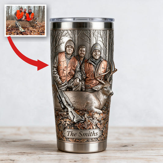 Personalized Custom Photo Hunting Group with Deer Tumbler Hunting Gift
