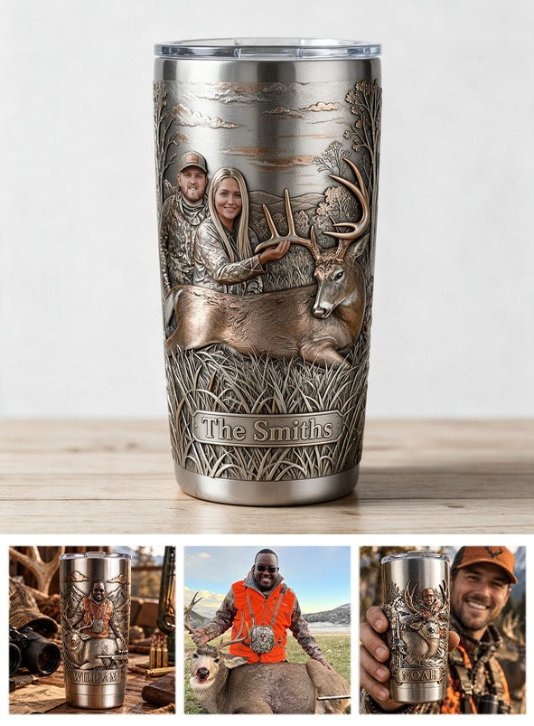 Personalized Custom Photo Hunting Couple with Deer Tumbler Hunting Gift