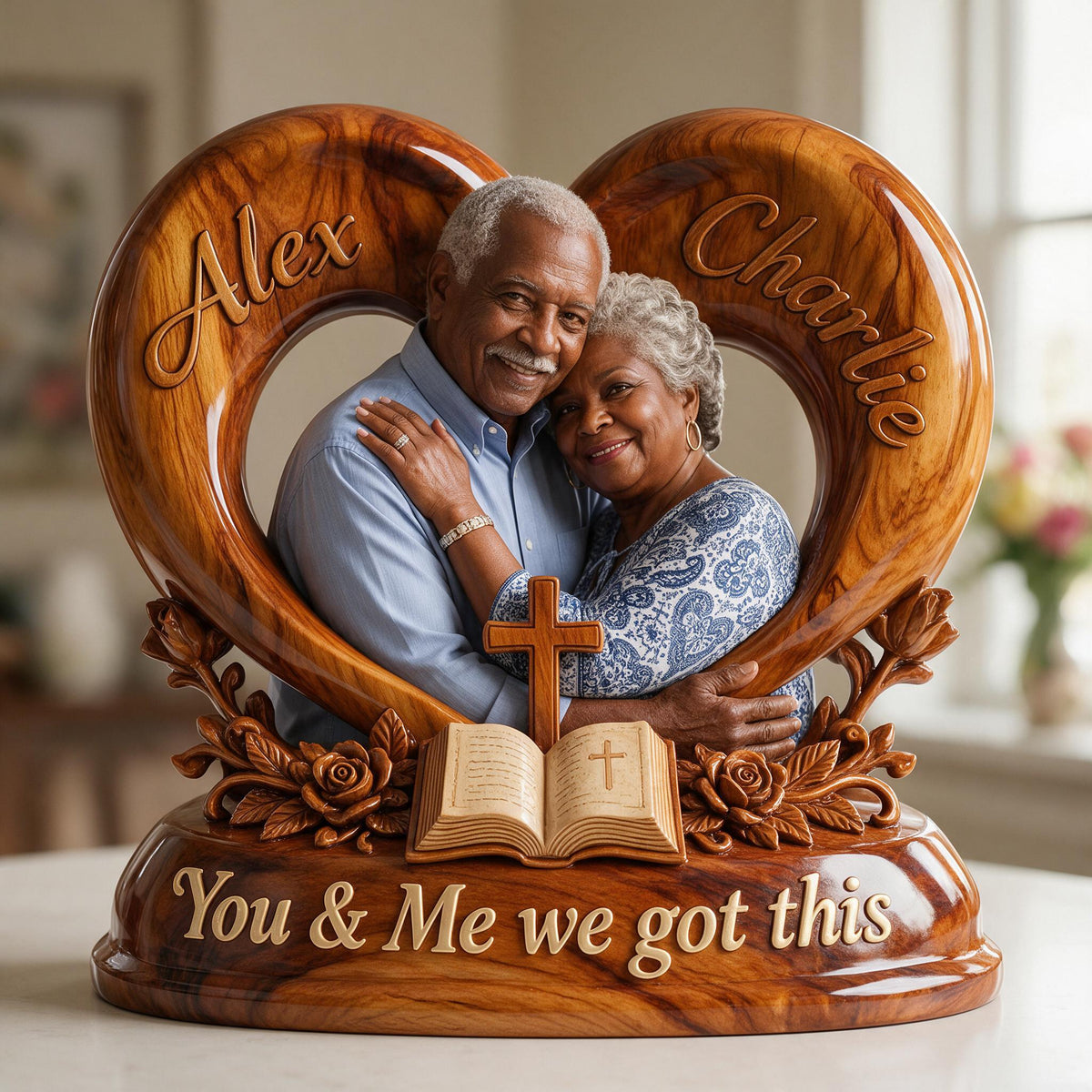 Personalized Custom Photo Older Black Couple Acrylic Plaque, Husband Wife Grandparents Keepsake Gift