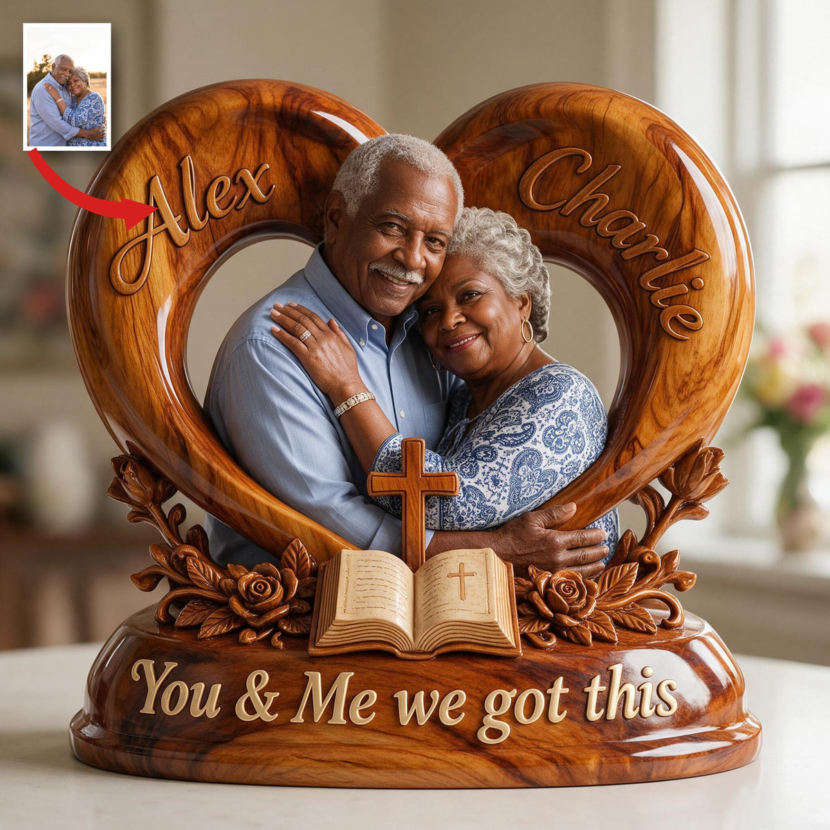Personalized Custom Photo Older Black Couple Acrylic Plaque, Husband Wife Grandparents Keepsake Gift