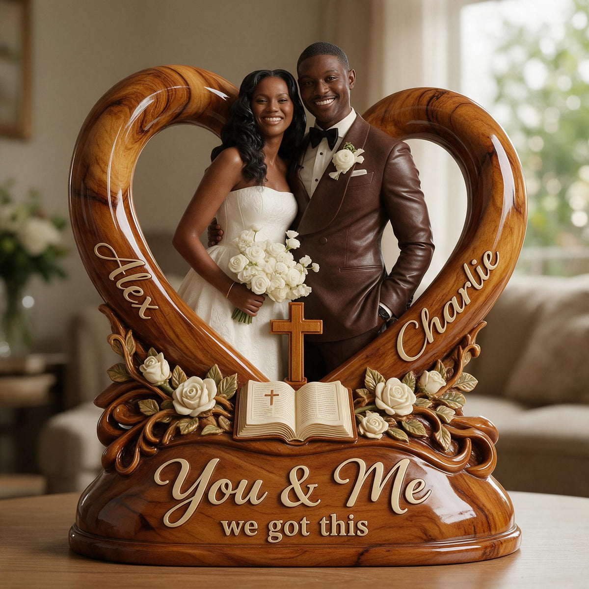 Personalized Custom Photo Wedding Black Couple Acrylic Plaque, Husband Wife Keepsake Gift