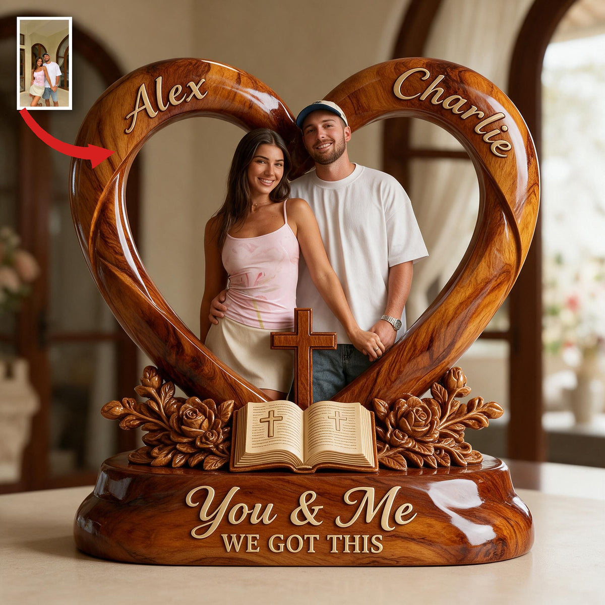Personalized Custom Photo Latino Couple Husband Wife Acrylic Plaque Romantic Keepsake Gift
