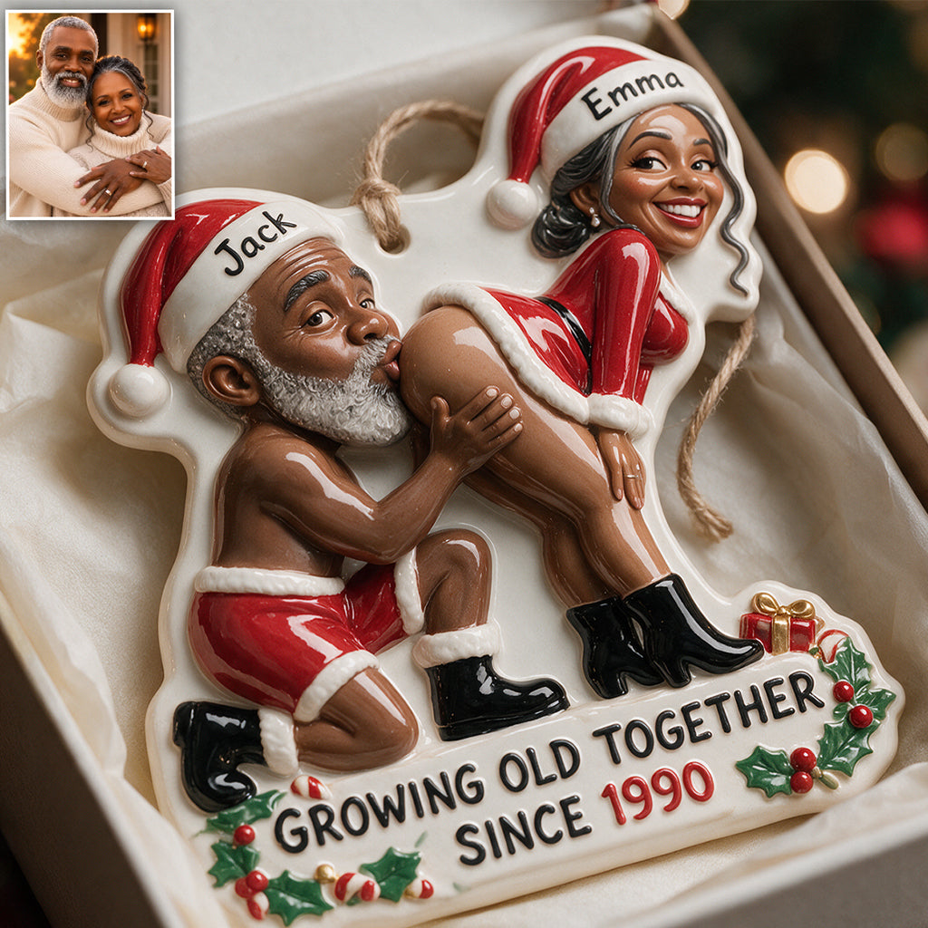Personalized Custom Photo Christmas Latino Couple Funny 3D Resin Ornament