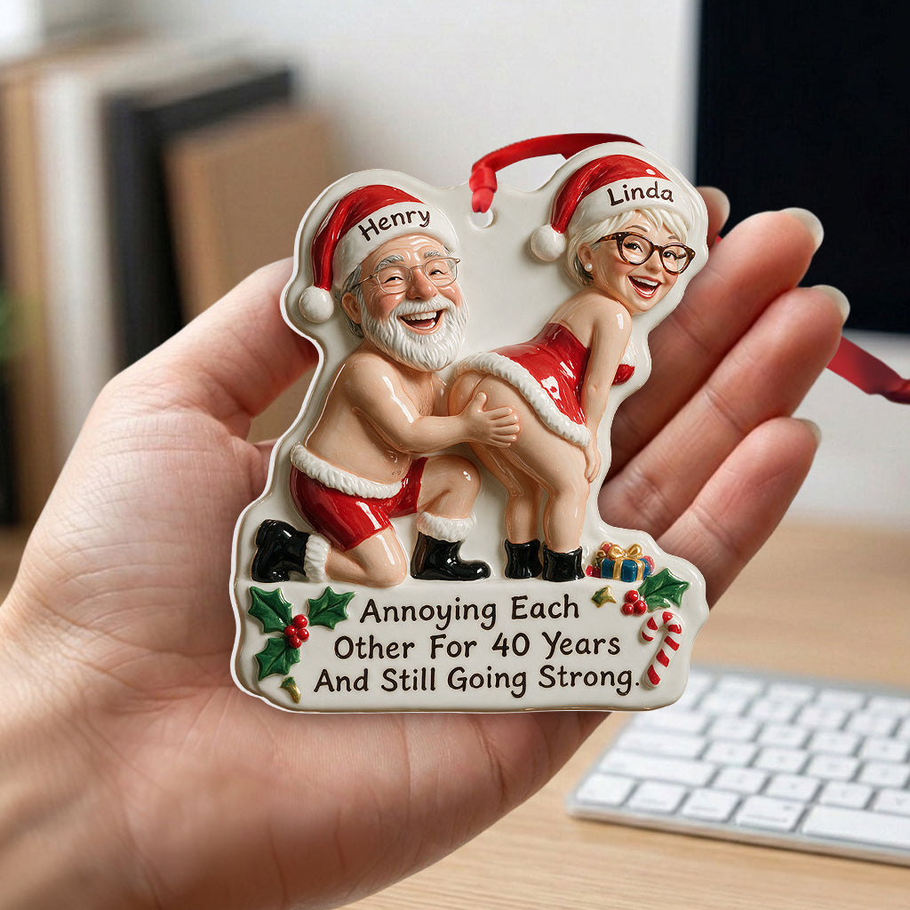 Personalized Custom Photo Christmas Middle-Aged Couple Funny 3D Ornament