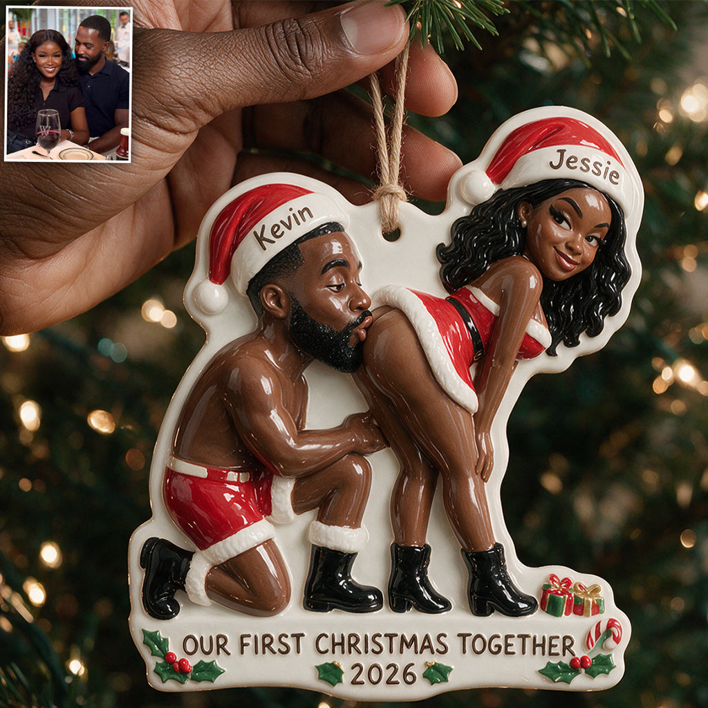 Personalized Custom Photo Christmas Older Couple Funny Spicy 3D Ornament