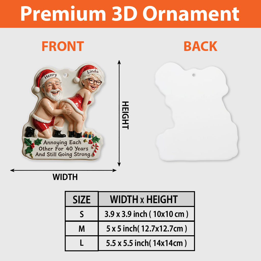 Personalized Custom Photo Christmas Black Couple Funny 3D Ornament