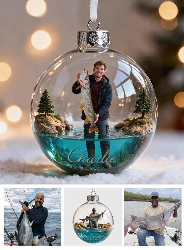 Personalized Christmas Fisherman Fishing Ornament Gift