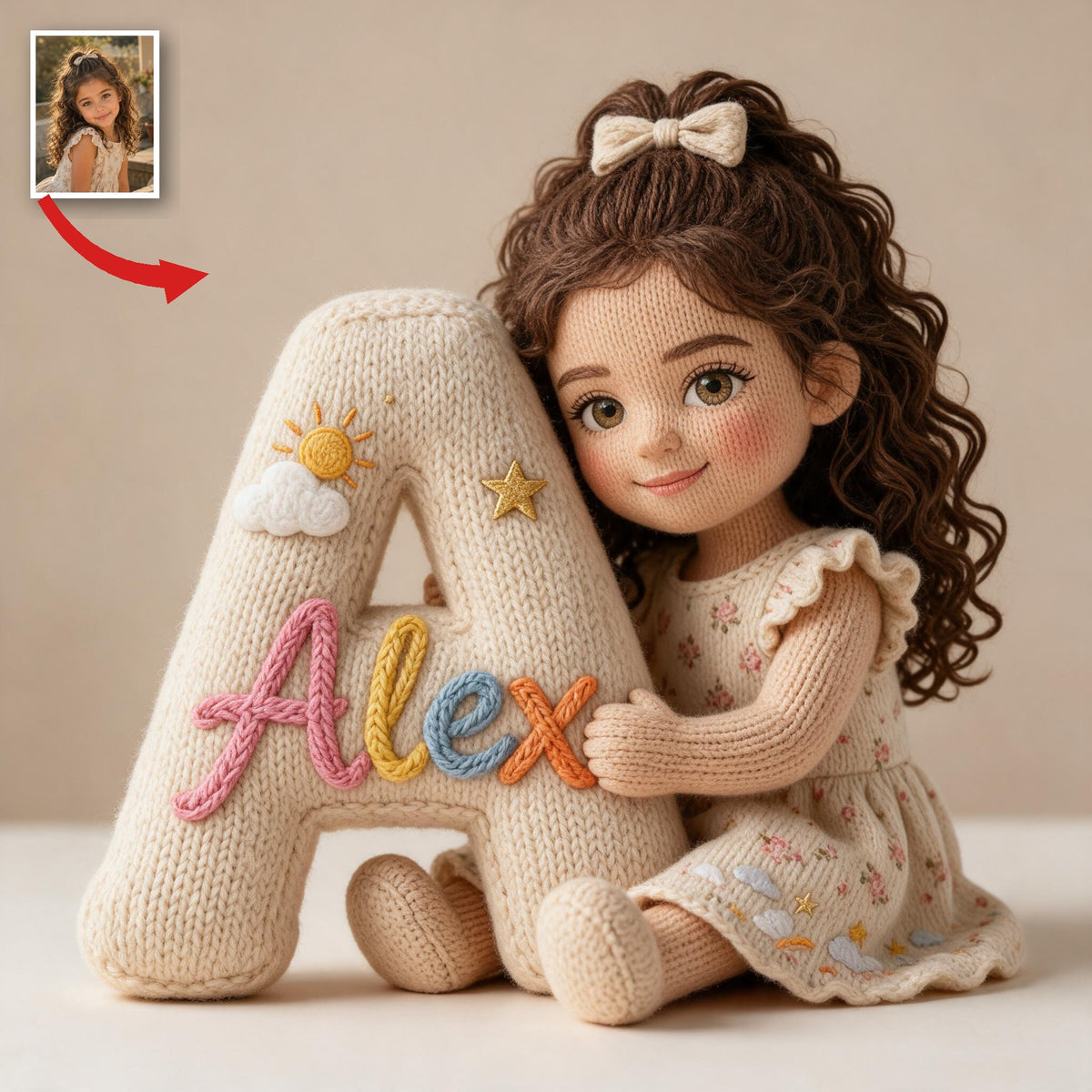 Personalized Custom Photo Latina Little Girl Faux Fur Pillow, Kid Room Decor Gift