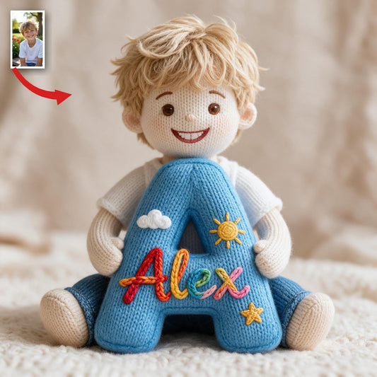 Personalized Custom Photo Little Boy Faux Fur Pillow Custom Kid Son Gift