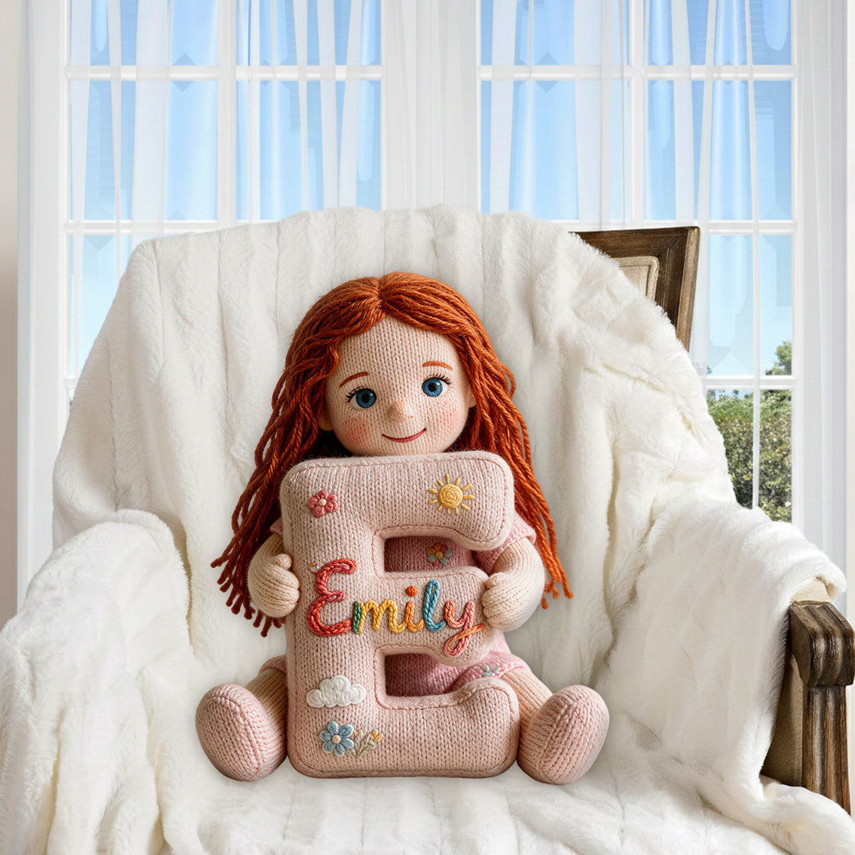 Personalized Custom Photo Latina Little Girl Faux Fur Pillow, Kid Room Decor Gift