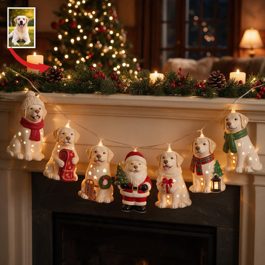 Personalized Custom Photo Christmas Yellow Labrador Retriever String Lights Home Decor