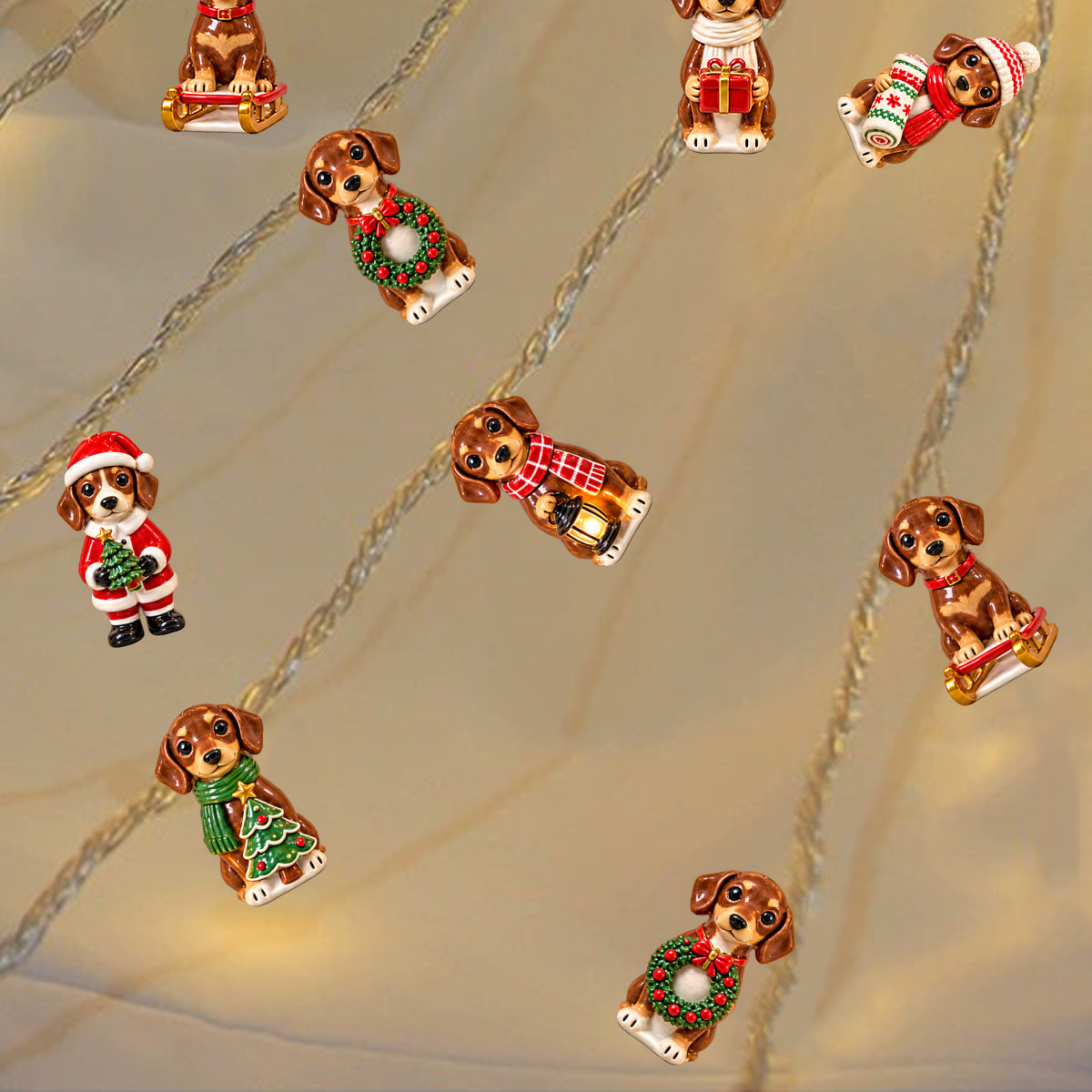 Personalized Custom Photo Christmas Fluffy Shih Tzu String Lights Holiday Decor