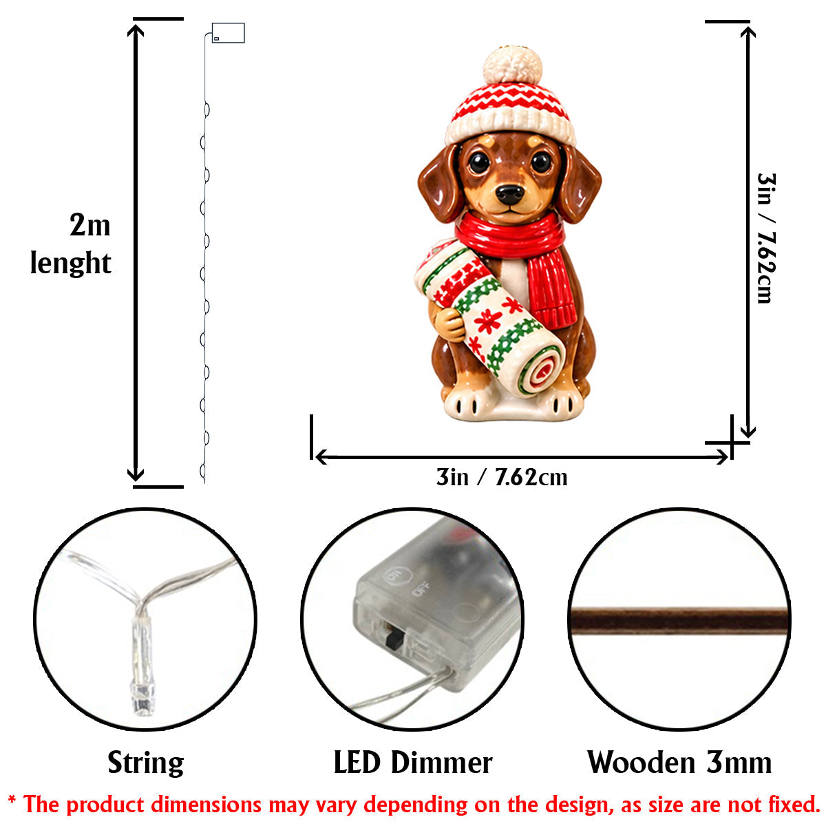 Personalized Custom Photo Christmas Black and White Spotted Dalmatian String Lights