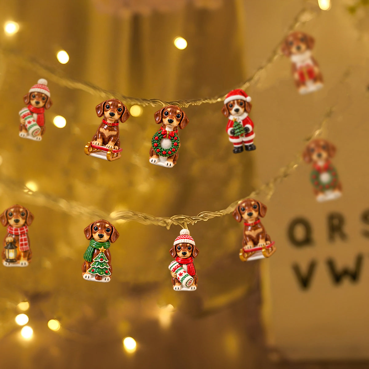 Personalized Custom Photo Christmas Black and Tan Adult German Shepherd String Lights Holiday Decor