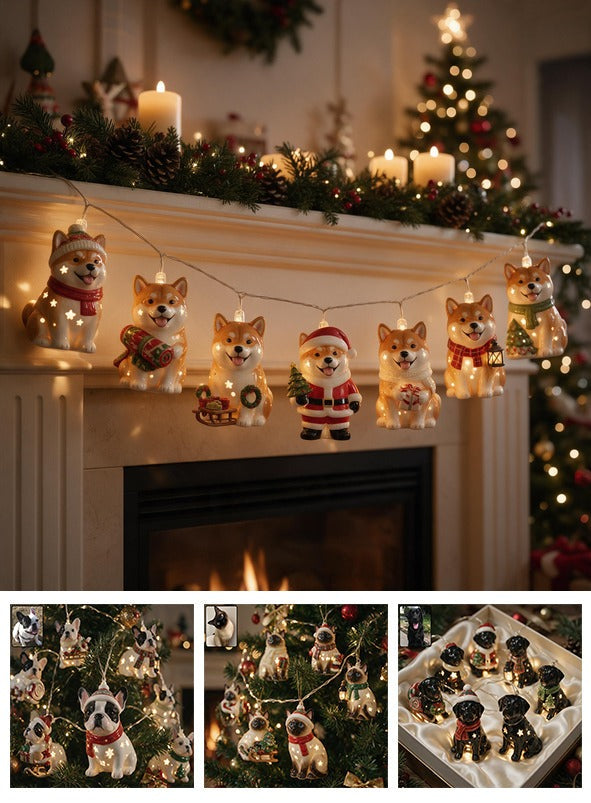 Personalized Custom Photo Christmas Tan and White Adult Shiba Inu String Lights Home Decor