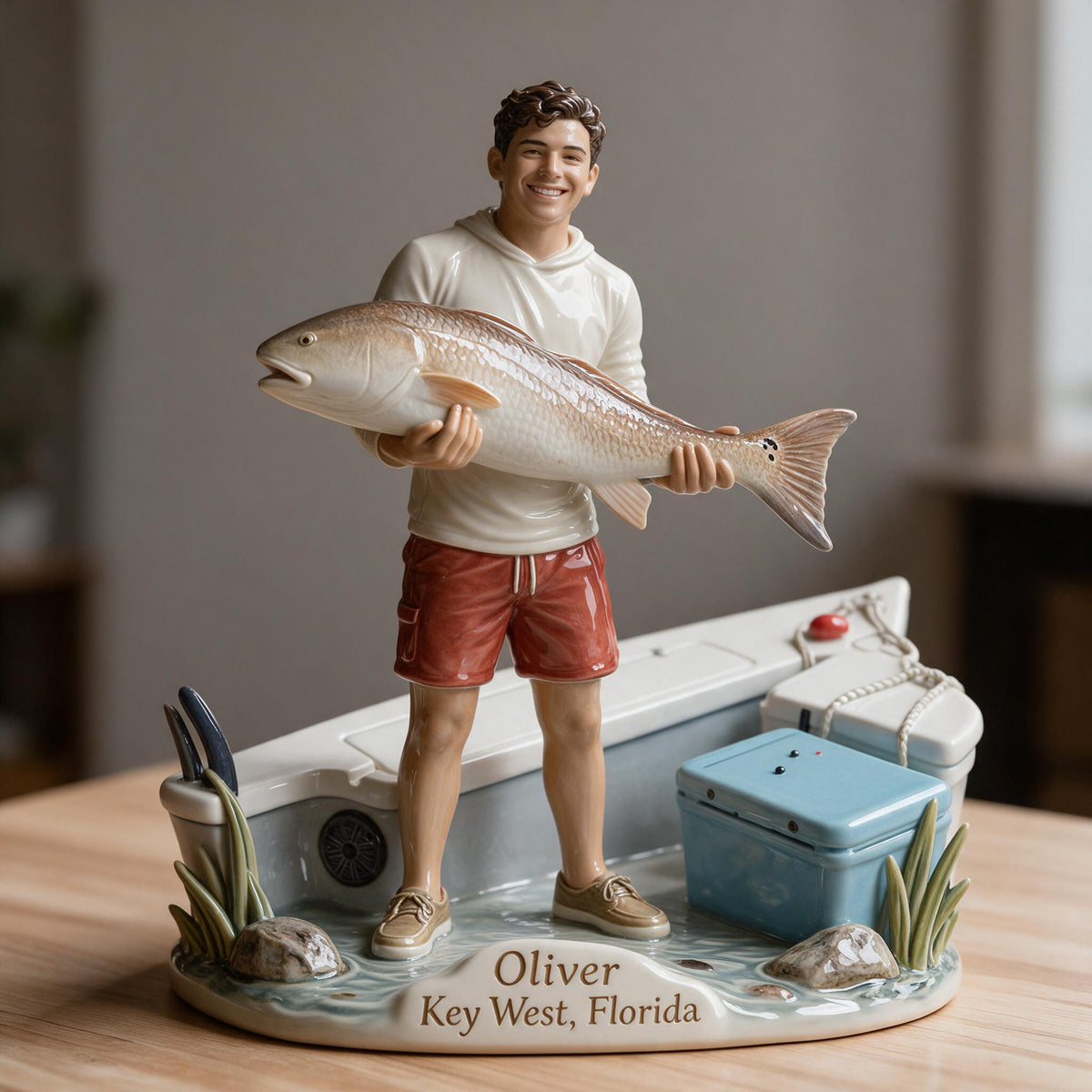 Personalized Custom Photo Latino Fisherman 3D Resin Plaque Fishing Decor Gift