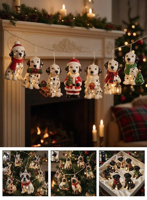 Personalized Custom Photo Christmas Black and White Spotted Dalmatian String Lights