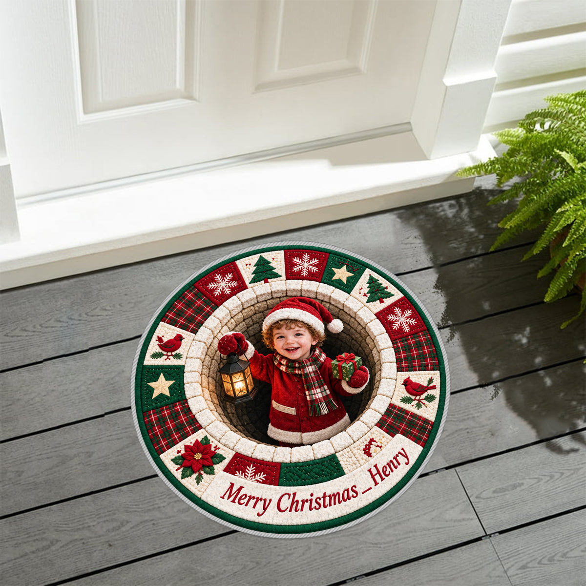 Personalized Christmas Little Boy Non-Slip Tufted Rug Holiday Home Decor