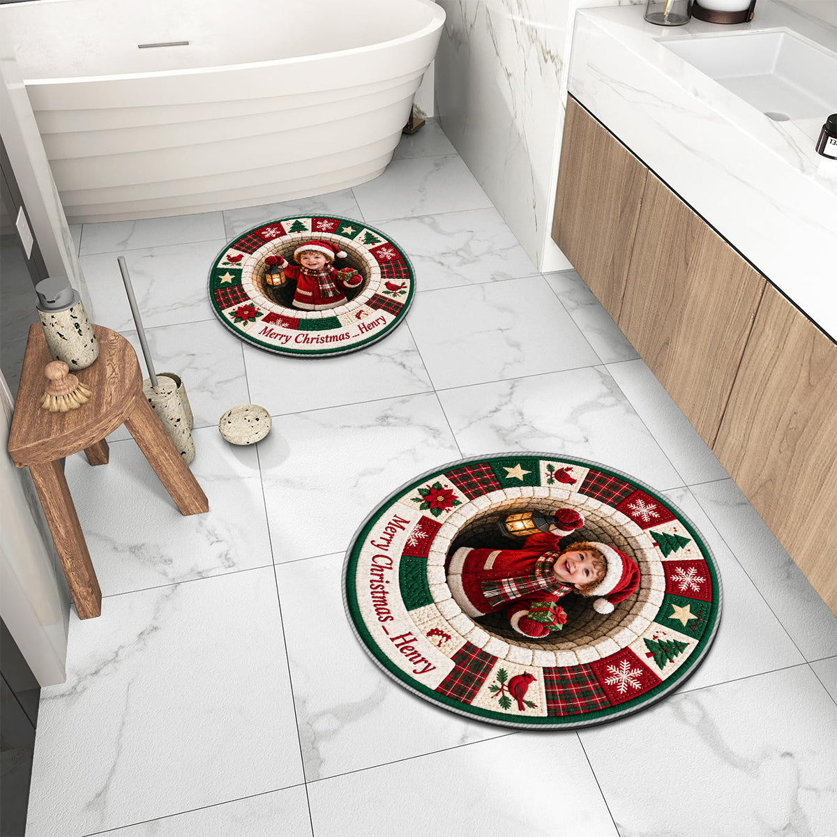 Personalized Christmas Baby Boy Non-Slip Tufted Rug Holiday Decor