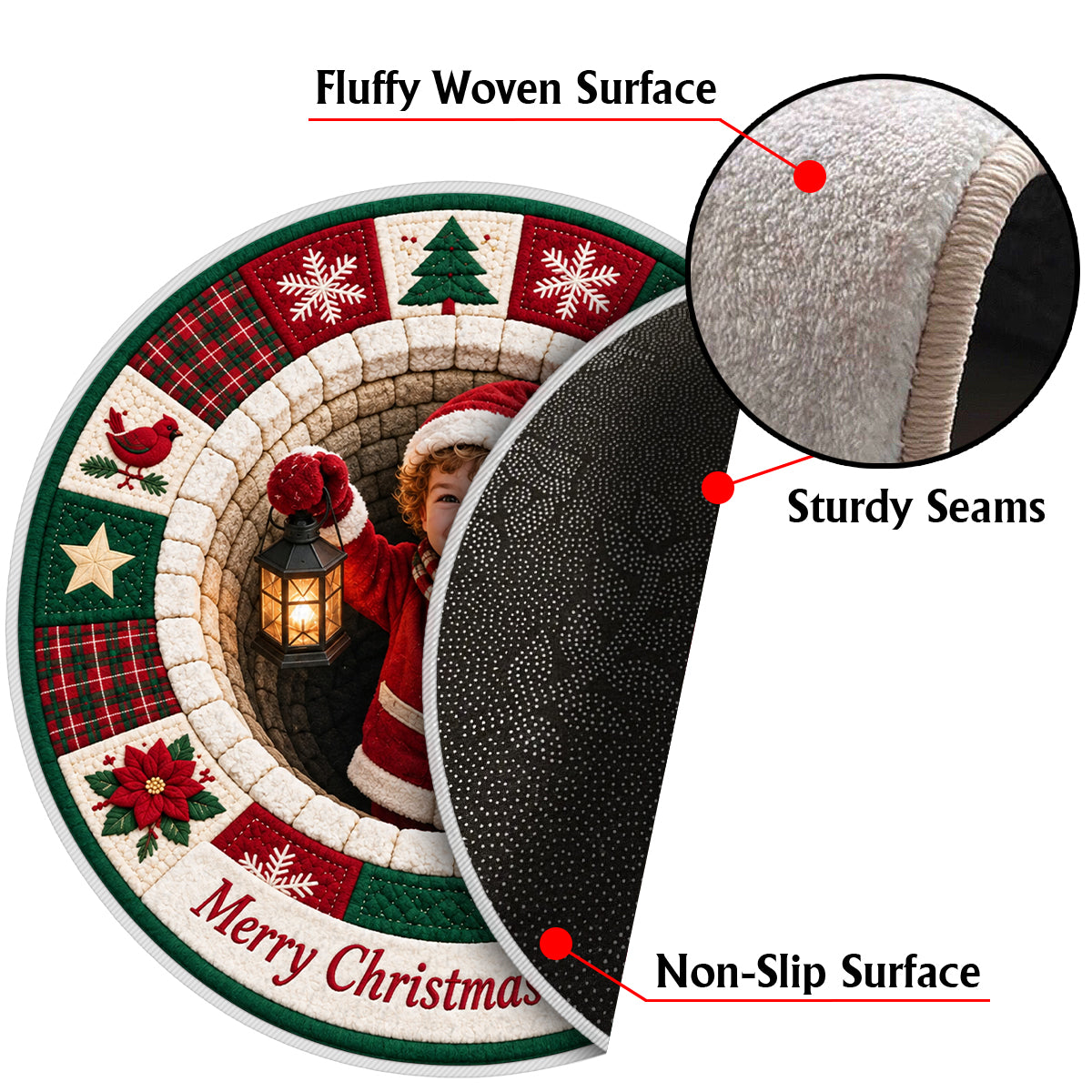 Personalized Christmas Little Boy Non-Slip Tufted Rug Holiday Home Decor
