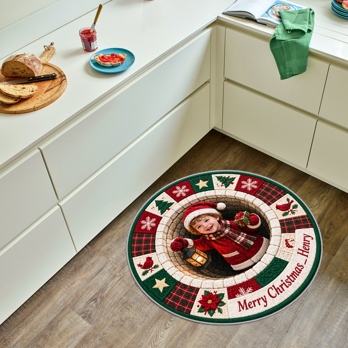 Personalized Christmas Baby Boy Non-Slip Tufted Rug Holiday Decor
