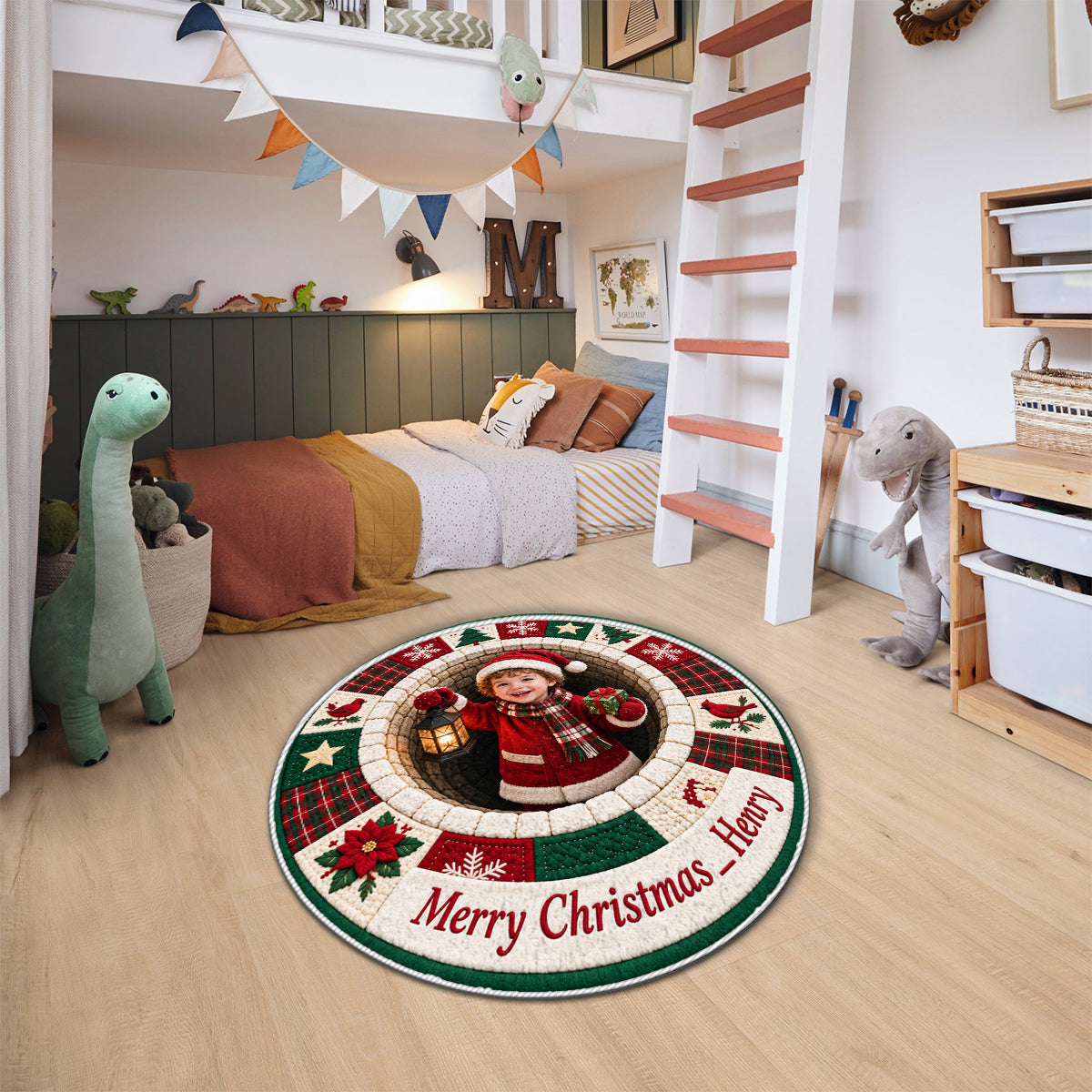 Personalized Christmas Latina Little Girl Non-Slip Tufted Rug Kid Holiday Gift