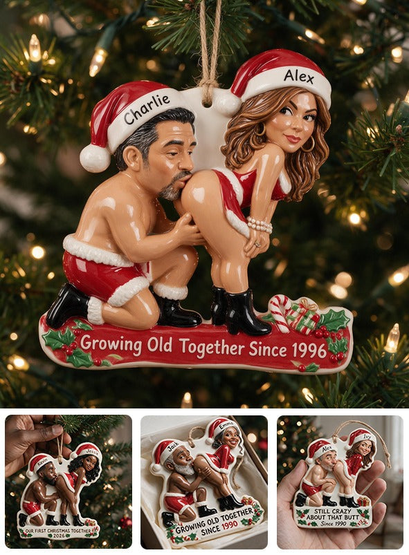Personalized Custom Photo Christmas Middle-Aged Latino Couple 3D Ornament Funny Couple Gift