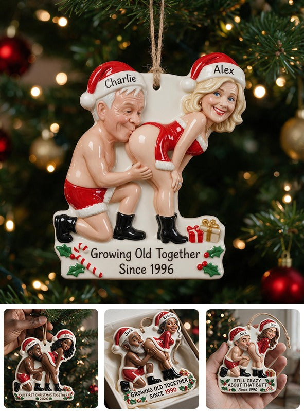 Personalized Custom Photo Christmas Older Couple Funny Spicy 3D Ornament