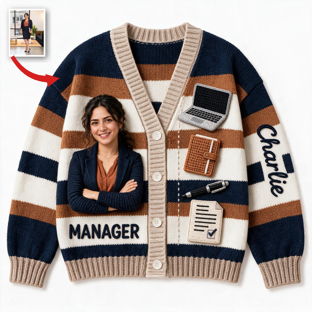 Personalized Latina Female Office Colleague Cardigan Sweater Coworker Gift