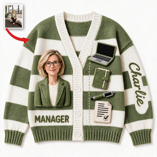 Personalized Older Female Colleague Cardigan Sweater Office Work Gift