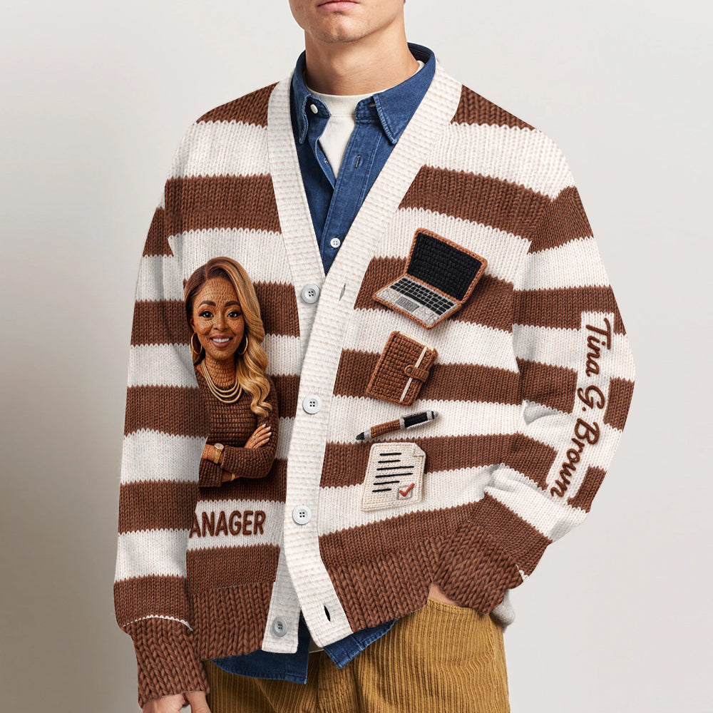 Personalized Female Office Manager Cardigan Sweater Work Colleague Gift