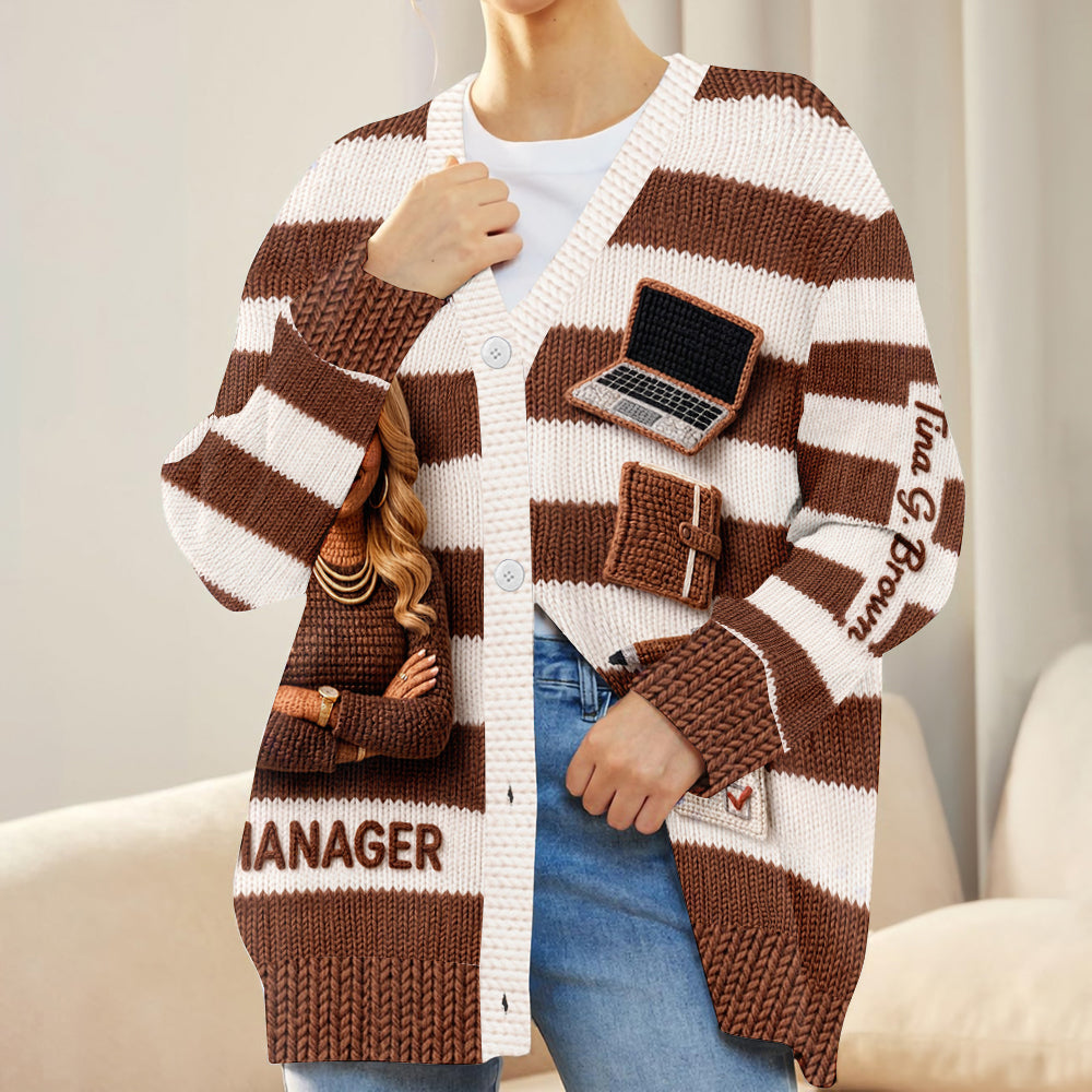Personalized Older Female Colleague Cardigan Sweater Office Work Gift