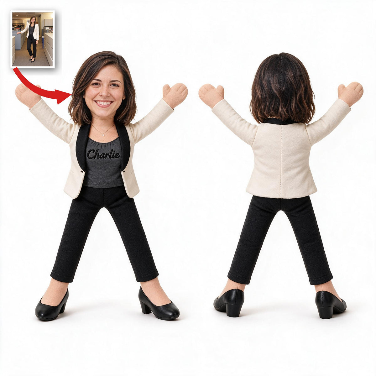 Personalized Female College Colleague Posable Plush Doll Coworker Gift