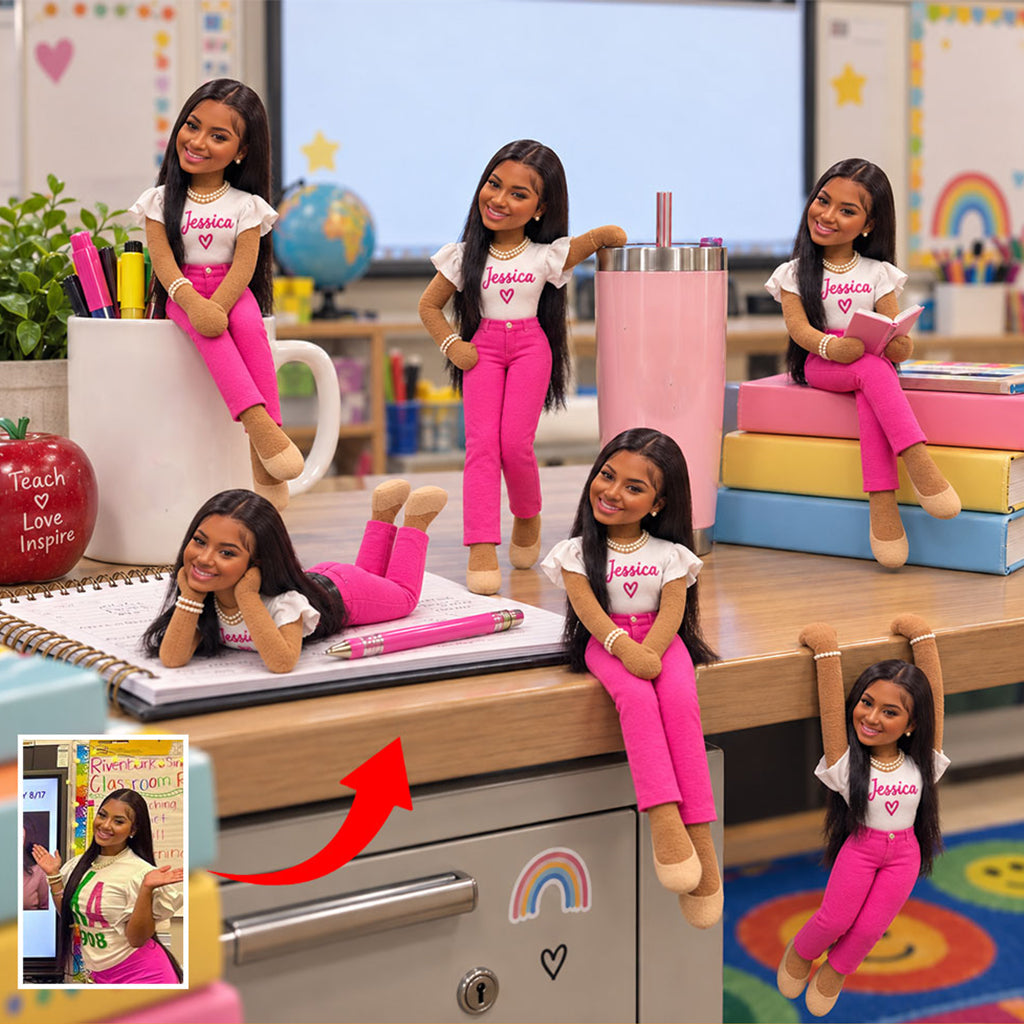 Personalized Female College Colleague Posable Plush Doll Coworker Gift