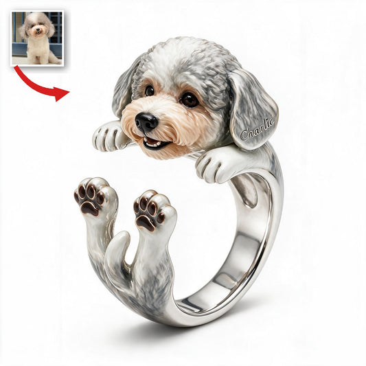 Personalized Curly Coat Poodle Adjustable Shaped Ring Pet Lover Gift