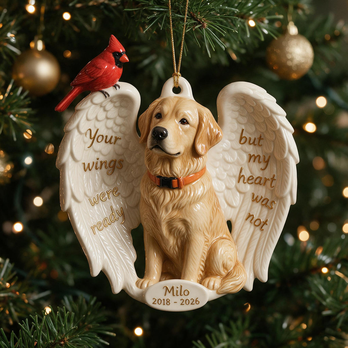 Personalized Custom Photo Adult Golden Retriever Memorial Ceramic Ornament Pet Remembrance Gift