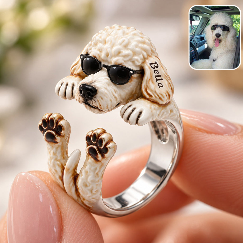 Personalized Adult Yellow Labrador Retriever Adjustable Shaped Ring Dog Lover Gift