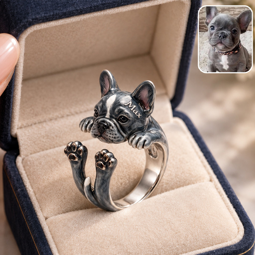 Personalized Black and Tan Dachshund Puppy Adjustable Ring Dog Lover Gift