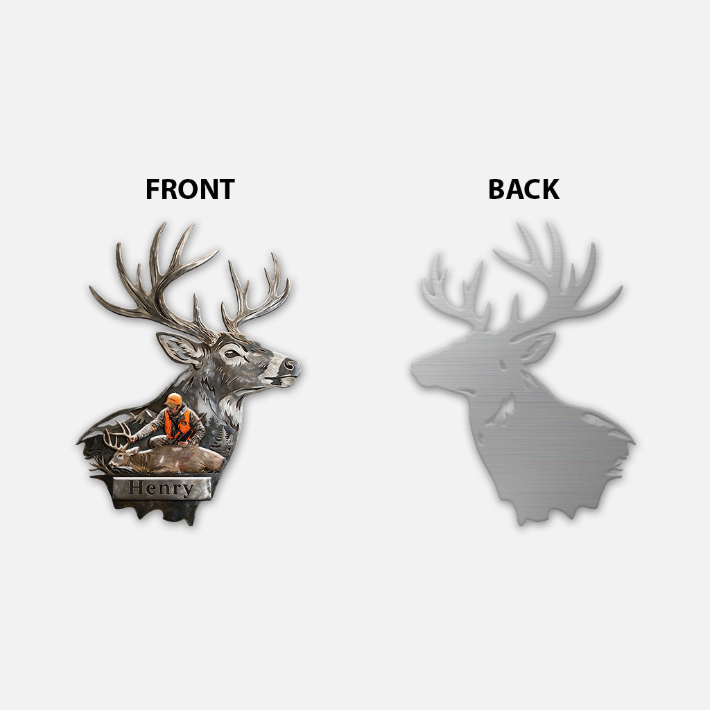 Personalized Custom Photo Hunting Couple with Deer 3D Cut Metal Sign Hunting Wall Decor