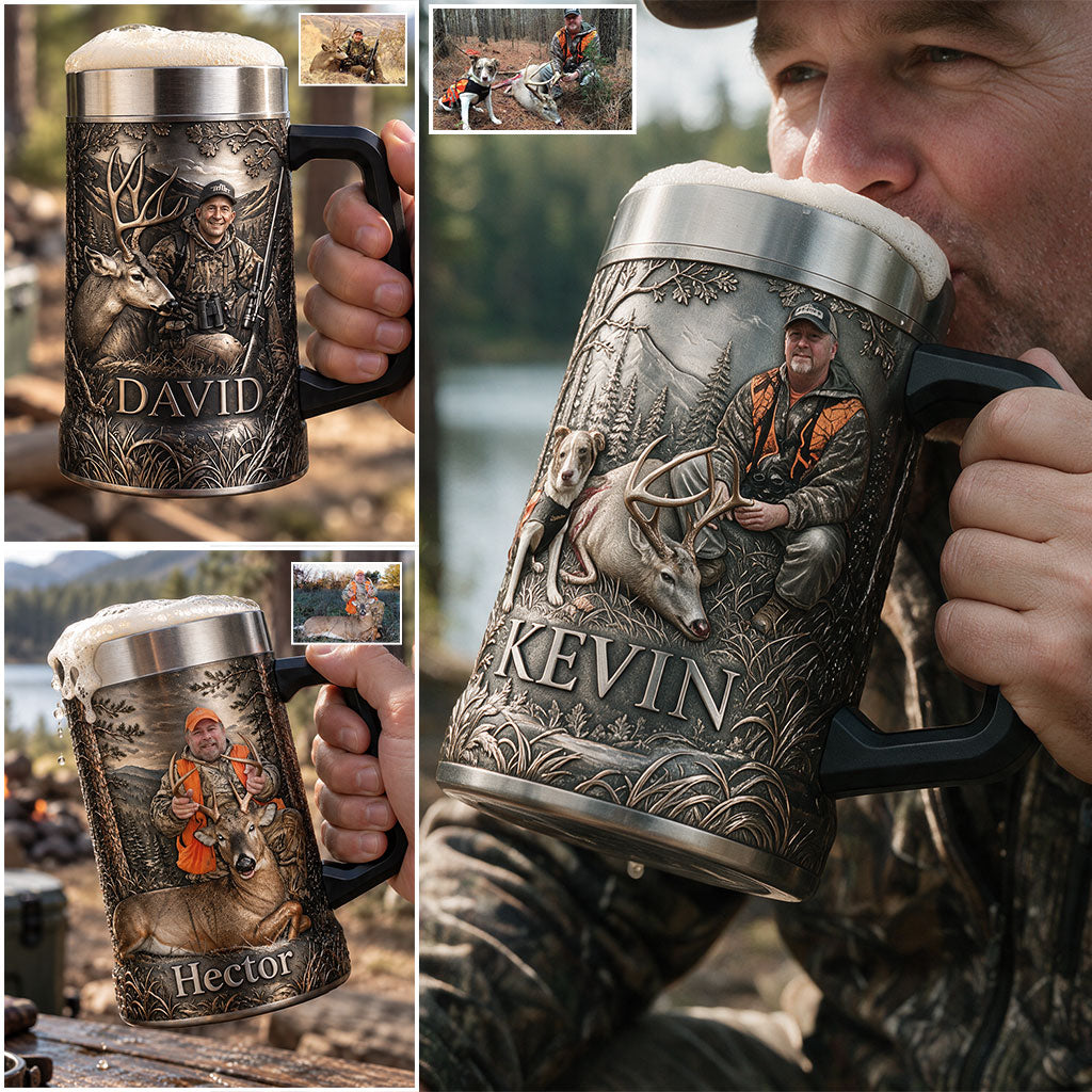 Personalized Black Duck Hunter Beer Stein, Hunting Gift for Beer Lovers