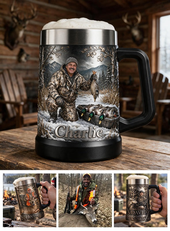Personalized Middle-Aged Latino Duck Hunter Beer Stein Hunting Gift