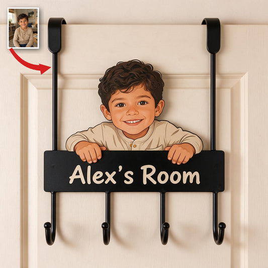 Personalized Custom Photo Latino Little Boy Metal Door Hooks Kids Room Decor