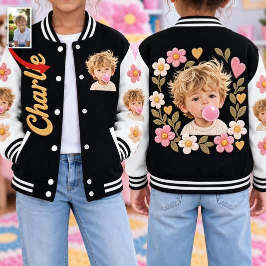 Personalized Little Boy Varsity Jacket Custom Kid Son Grandson Casual Gift