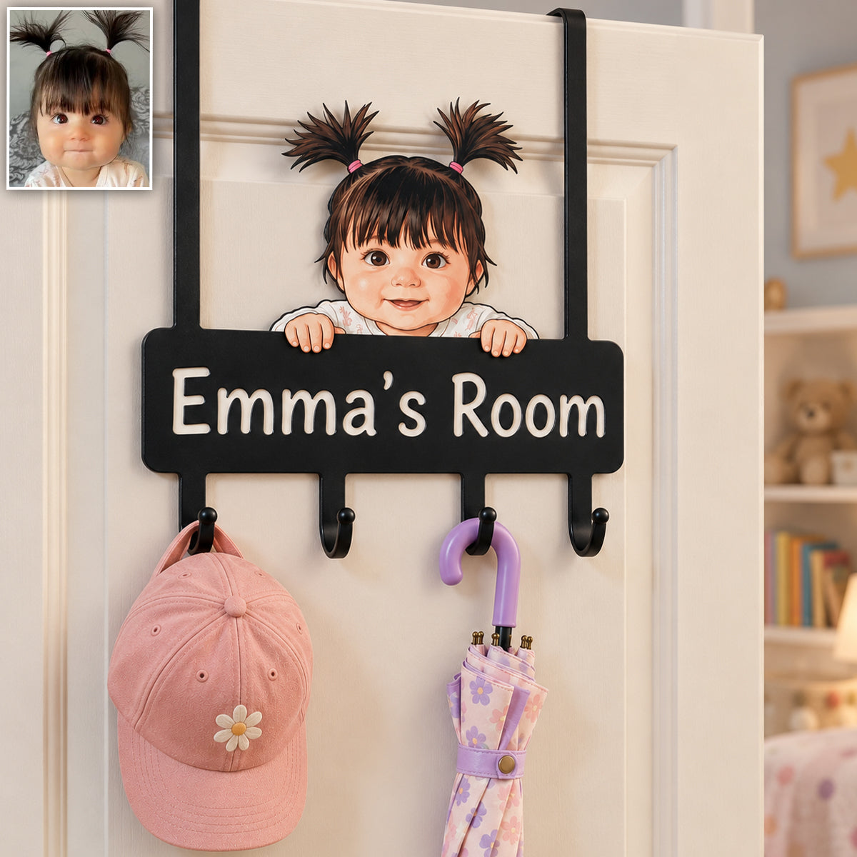 Personalized Custom Photo Christmas Baby Boy Metal Door Hooks Kids Room Decor