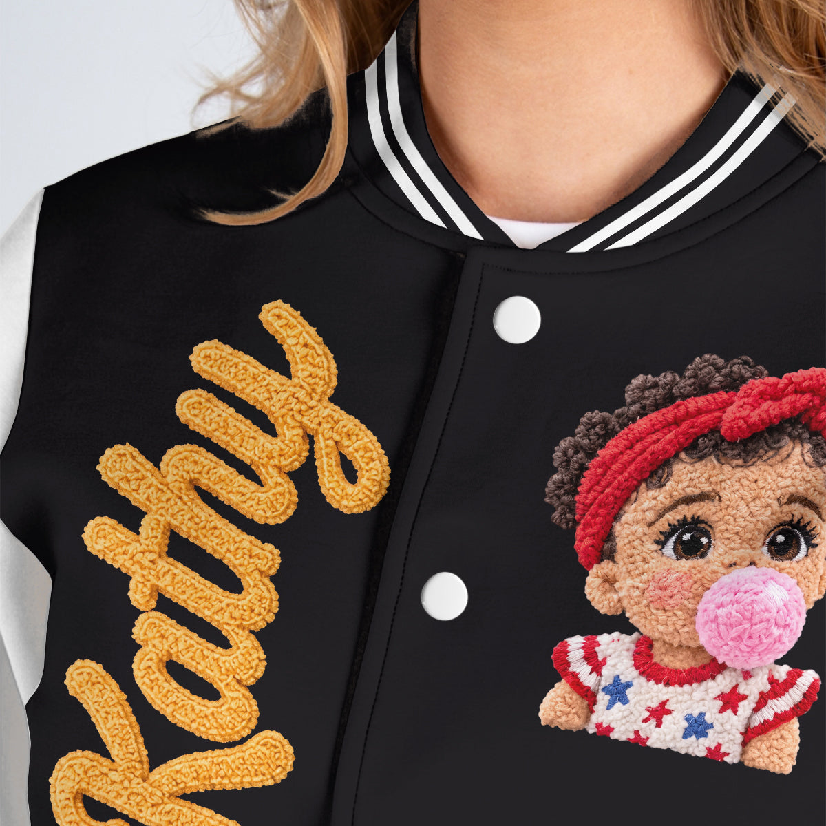 Personalized Black Little Boy Varsity Jacket Custom Gift for Son Grandson Nephew