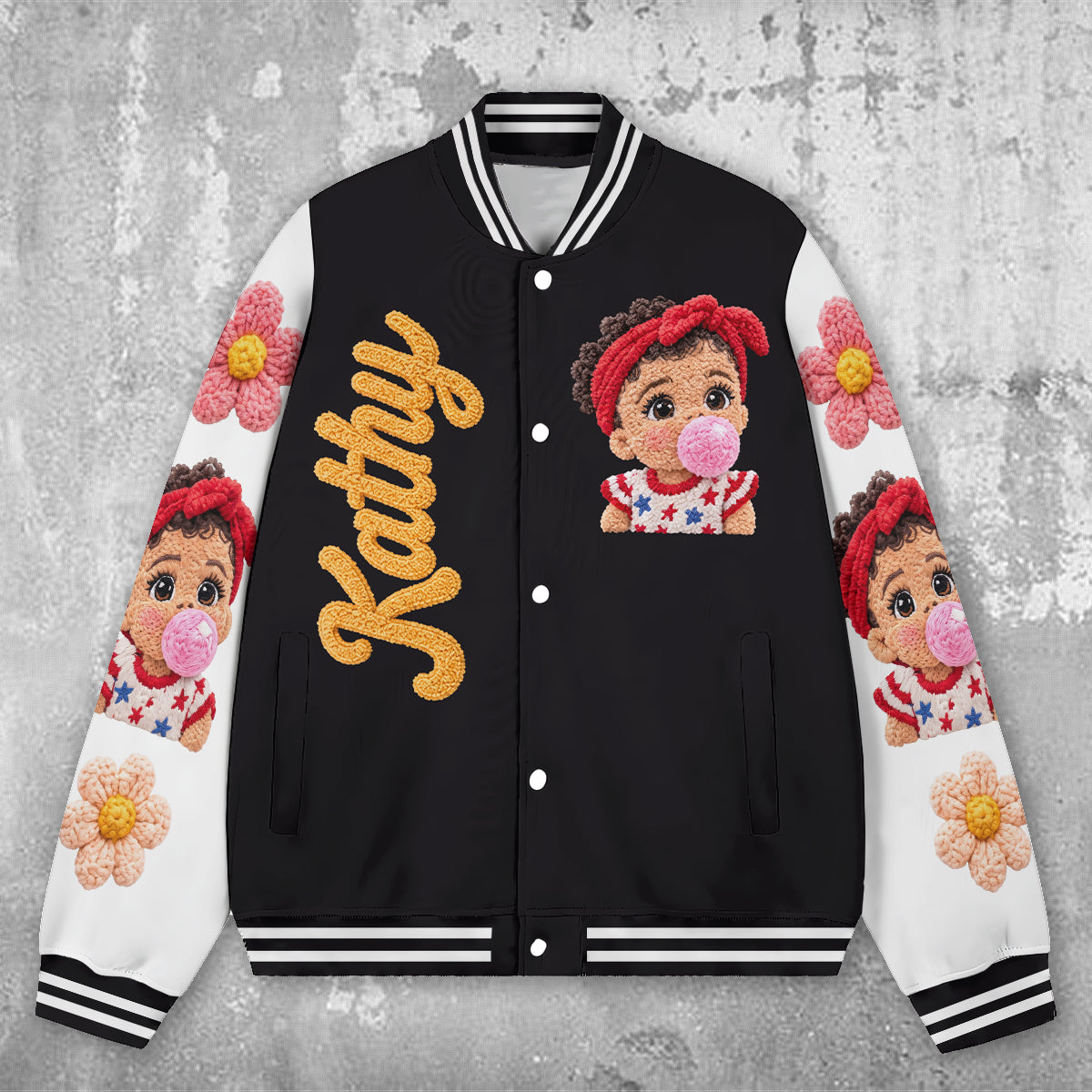 Personalized Black Little Boy Varsity Jacket Custom Gift for Son Grandson Nephew