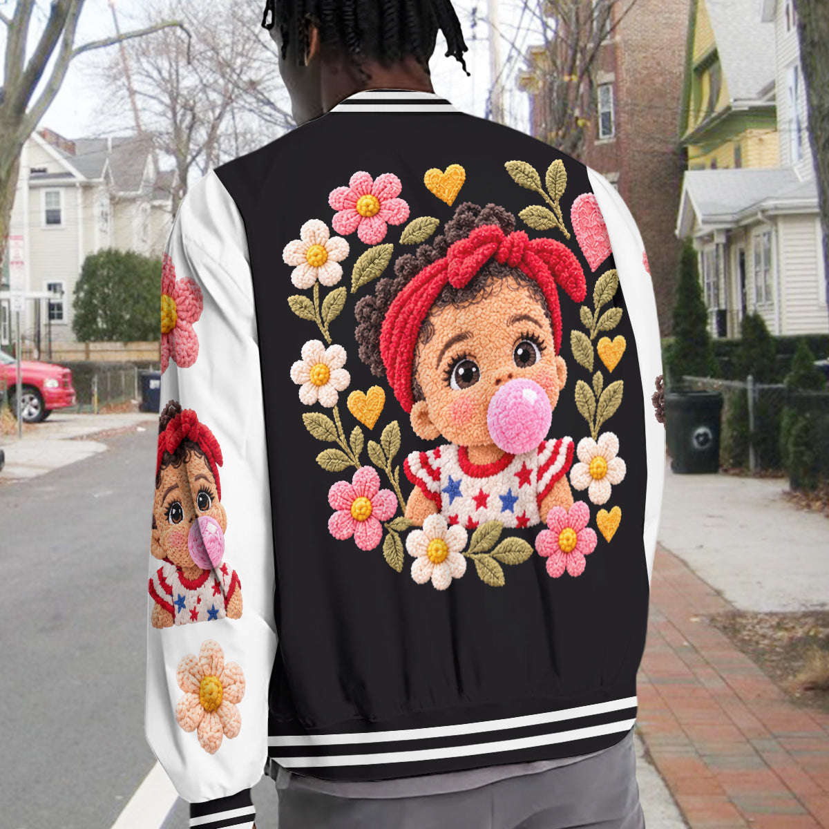 Personalized Black Little Boy Varsity Jacket Custom Gift for Son Grandson Nephew