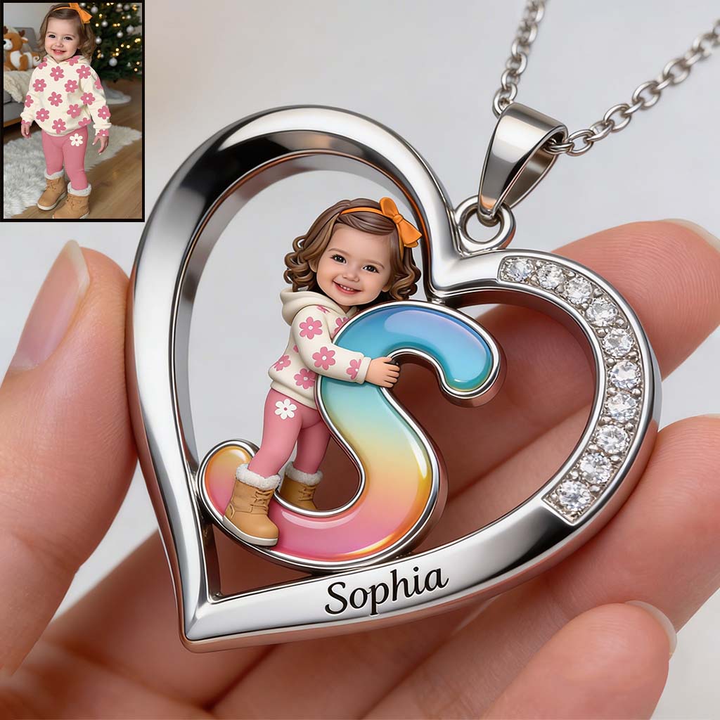 Personalized Custom Photo Little Boy Heart Pendant Necklace, Son Grandson Keepsake Gift