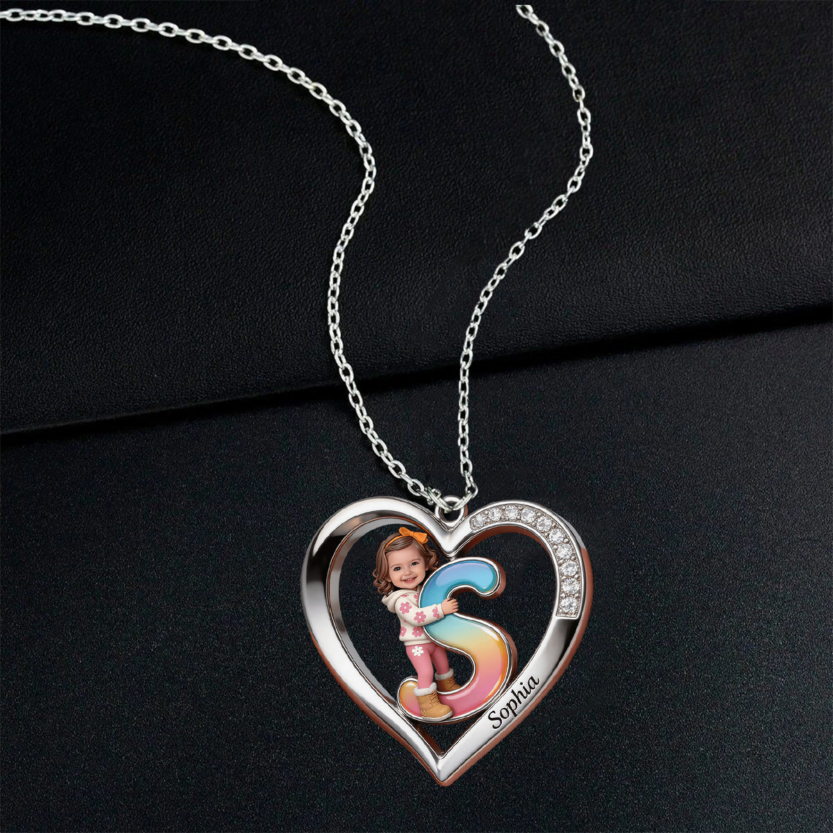 Personalized Custom Photo Little Boy Heart Pendant Necklace, Son Grandson Keepsake Gift