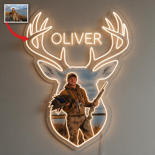 Personalized Duck Hunter Neon LED Light Sign Hunting Wall Decor
